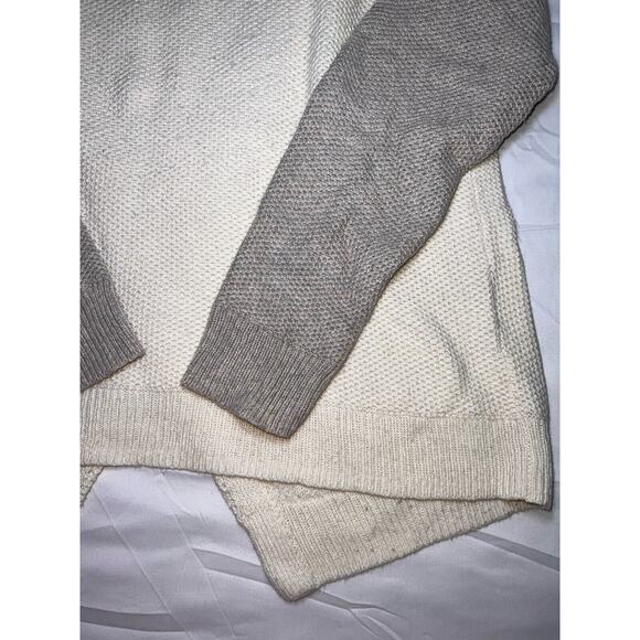 Madewell Province Sweater Womens Size S Cream/ Gray 2-tone Open Back Waffle Knit - Picture 4 of 14